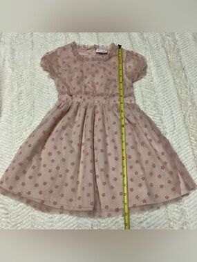 Girls Sz 4 Little Lass Pink Flower Lace Tan Dress Girls Church Daycare Dress
